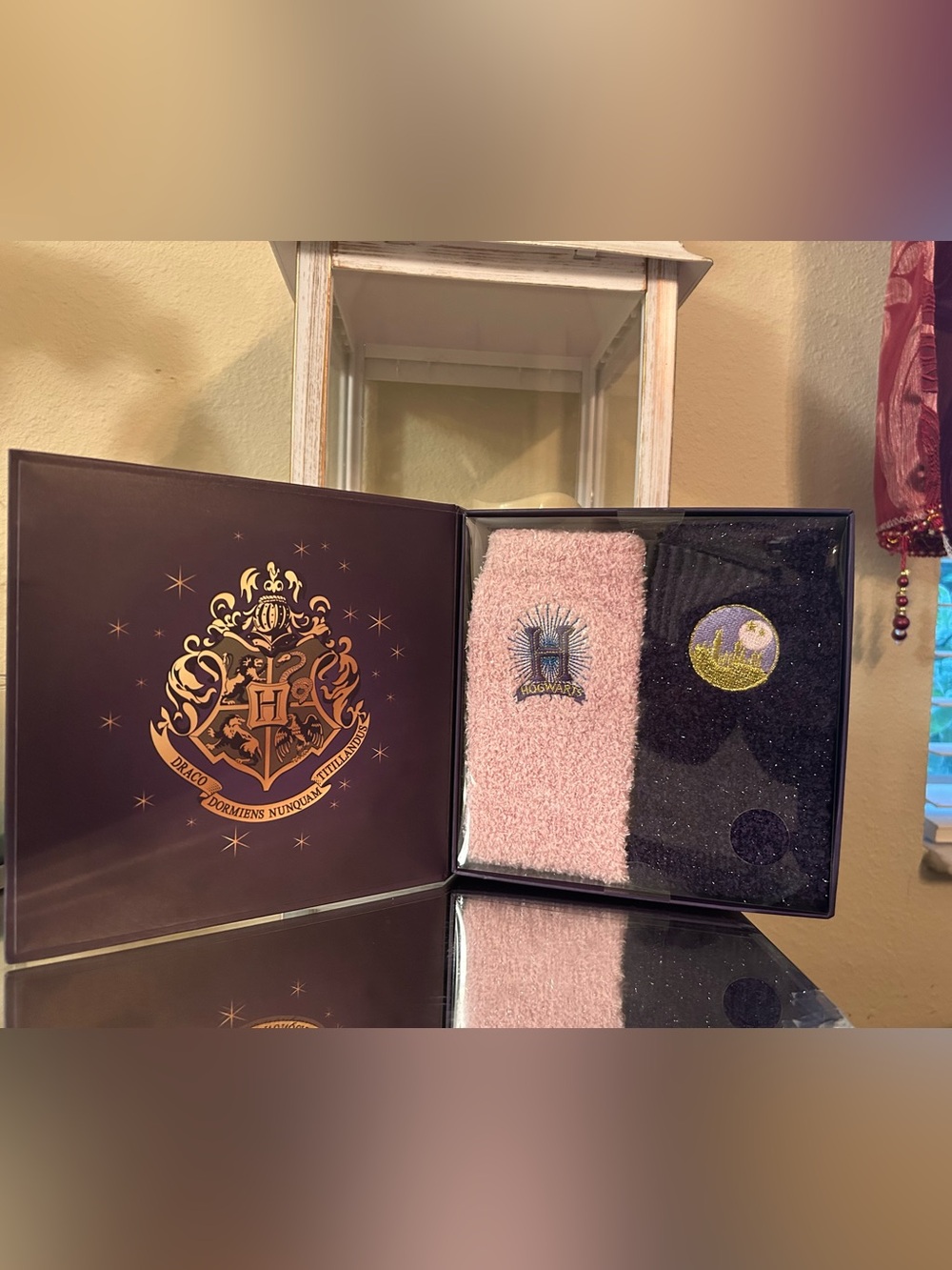 Warner Bros. Harry Potter Purple and pink cozy socks with gift box.